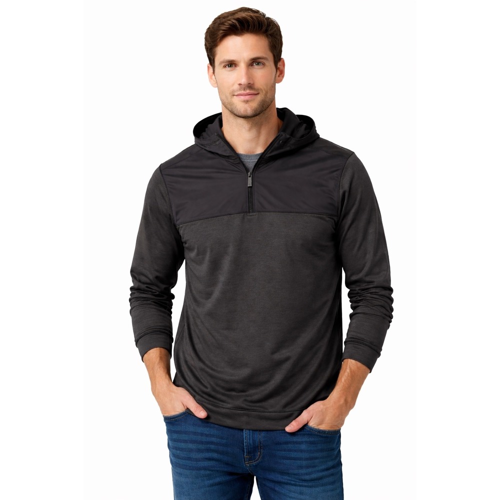 PERRY ELLIS NWT Mens Charcoal Heather Quarter Zip Pullover‎ Hoodie XL Athleisure